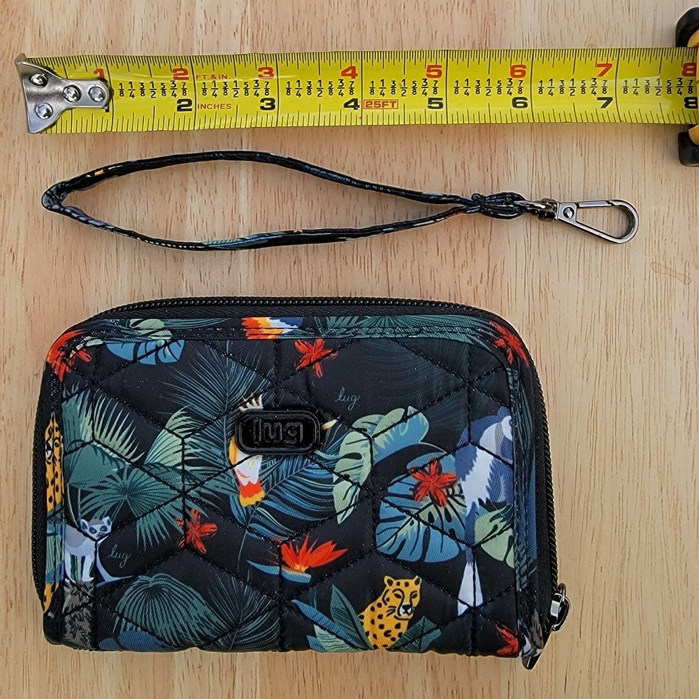 Lug quilted RFID zip wallet wristlet